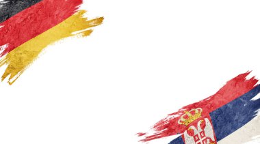 Beyaz Arkaplanda Almanya ve Sırbistan Bayrakları